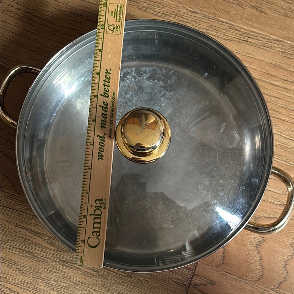 Stainless Steel Pot with Gold Accents